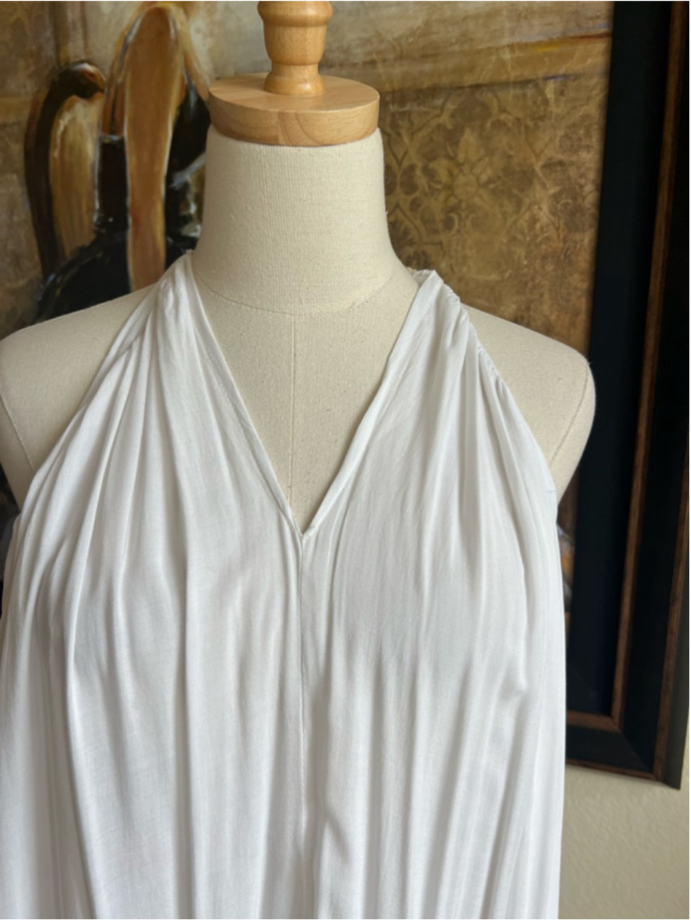 Jen's Pirate Booty White Pink Ombre Halter Maxi Dress M - Picture 3 of 8